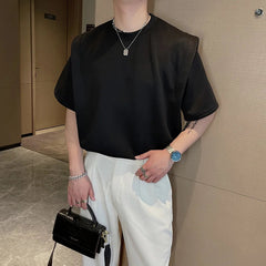 Summer Short Sleeve T-shirt Men Fashion Black White Oversized T Shirt Men Streetwear Korean Loose Round Neck Tshirt Mens Top voguable