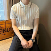 New Men's Clothing Light Luxury Business Knit Polo Shirt Fashion Leisure Short Sleeve T-shirt Korean Style Retro Knitwear M-3XL voguable