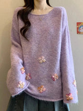 Sweet Floral Chic Sweater Women O Neck Cute Long Sleeve Knitted Jumpers Fashion Preppy Style Loose Lazy Wind Lady Fall Pullover voguable