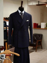 Voguable New Pinstripe Men's Suit 2 Pieces Blazer Jacket and Pants Made Business Wear Wedding Groom Homme voguable
