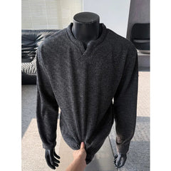 Autumn Long Sleeved T-shirt Men Fashion V-neck T-shirt Men Streetwear Hip-hop Loose Casual Pleated T Shirt Mens Top M-3XL voguable