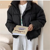 2024 New Women Solid Loose Puffer Jacket Winter Korean Chic Oversized ThickenedWarm Parkas Female Coat Lady Padded Ja voguable