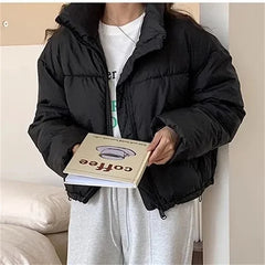 2024 New Women Solid Loose Puffer Jacket Winter Korean Chic Oversized ThickenedWarm Parkas Female Coat Lady Padded Ja voguable