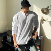 Men's Clothing V-Neck Loose Fit Long Sleeve T-Shirt Spring and Autumn New Arrival Fitness Muscular Fit Sportswear Comfortable voguable