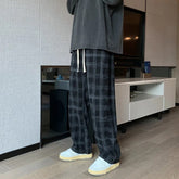 Men Checkered Casual Pants Loose Straight Corduroy Pants Sweatpants Man Fashion Streetwear Spring New Hip Hop Trousers voguable