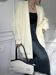 Open Front Knit Cardigan Sweater Women Cozy Plain Shrug Cardi Longline Sweater Jacket Fall Winter Casual Chic Outfit voguable
