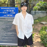 Summer Men's Clothing Light Luxury Jacquarded Suit Collar Shirts Streetwear Button-down Short Sleeve Retro Leisure Fashion M-3XL voguable