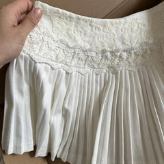 Y2K Lace Up Mini Skirts Women Korean Fashion High Waist Preppy Lace Patchwork Pleated Skirt Sweet Lolita A Line Faldas Mujer voguable