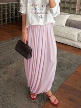 Voguable Autumn Winter New High Waist Chiffon Skirts Casual Solid Color Loose Pleated Skirts Elegant Lady Split Beach Vacation Long Skirt voguable