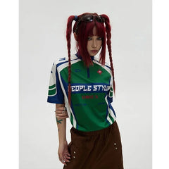 Unisex Cycling Elements Color Blocking T-shirt Men's Women's Sporty Breathable Slim Fit American Style Fashion Printed Top voguable