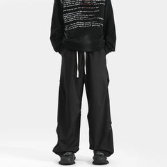 Spring Autumn New Fashion Elastic Waist Drawstring Solid Men's Clothing American Style Pocket Quick Drying All-match Cargo Pants voguable