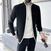 Autumn KPOP Fashion Style Harajuku Slim Fit Tops All Match Casual Jacket Outerwear Cardigan Solid Zipper Long Sleeve Sweaters voguable
