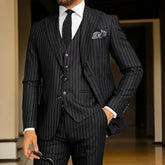 Voguable StripeJacket Vest Pants Men's Formal Business Office Suit Groom Wedding Dress Party Blazer Waistcoat Trousers Tuxedo voguable