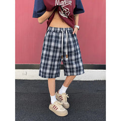 Summer Shorts For Men Fashion Retro Casual Shorts Mens Japanese Streetwear Loose Plaid Shorts Man Shorts Large Size 4XL voguable