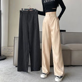 Voguable Harajuku Striped Suit Casual Pants Women's Loose Slim Versatile Wide Leg Pants Wide Leg Floor-Mopping Pants voguable