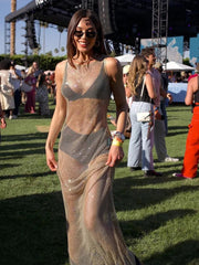 Hottie Coquette Dress Women Y2K Bright Silk Music Festivals Hipster Midnight Sleeveless Hollow Sexy Clubwear Vestidos voguable