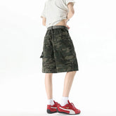 Mens Camo Cargo Shorts Summer Outdoor Casual Loose Fit Beach Hiking Tactical Military Camouflage Army Style Comfort Shorts voguable