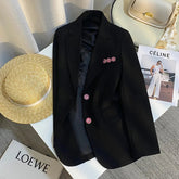 Voguable Black Casual Blazers Women Loose Fashion Button Long Sleeve Elegant Suit Jacket Spring Fall Office Lady Aesthetic All Match Coat voguable