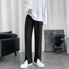 Spring/Summer Black Suit Pants Men Fashion Society Mens Dress Pants Korean Loose Straight Pants Mens Office Formal Trousers voguable