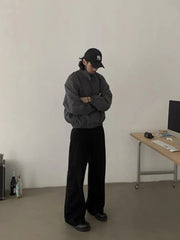 American Retro Curved Loose Work Pants Men Women Korean Elegant Trousers 2025 New High Street Trend High-end Straight Pants Chic voguable