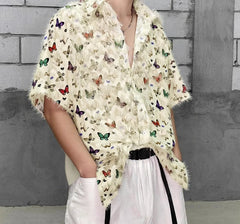 Fashion Men Shirt Printing Tassel Lapel Short Sleeve Oversize Casual Men Clothing Summer 2025 Male Shirts Camisas S-5XL voguable
