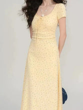 Voguable French Floral Print Strapless Dress Women'sSpring Waist Cinched A- Line SlimmingBelted Long Skirt Knee-Length Dress voguable