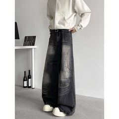 Jeans Men baggy Wide Leg Washed Marble Jeans Vintage Comfort Denim Pant Relaxed Fit Casual Trousers Trend Streetwear Urban Style voguable