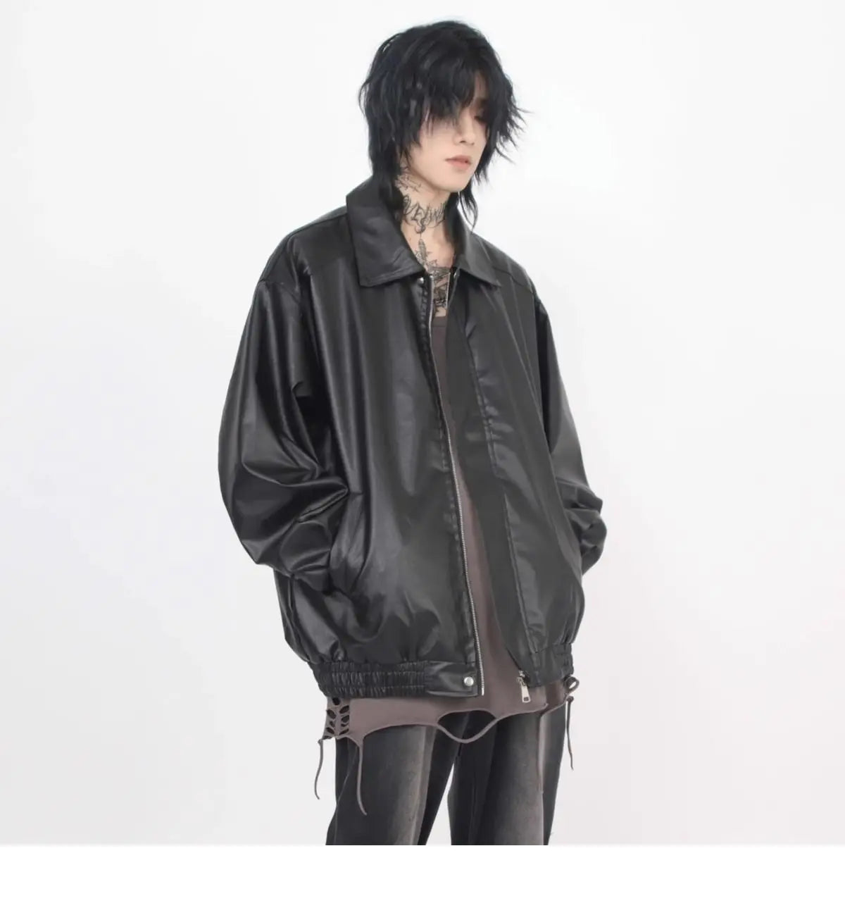 Japanese Street Hot Casual Jacket American Fashion Loose Versatile Lazy Style Spring Autumn Leather Jacket Long-sleeved Coat Men voguable