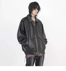 Japanese Street Hot Casual Jacket American Fashion Loose Versatile Lazy Style Spring Autumn Leather Jacket Long-sleeved Coat Men voguable
