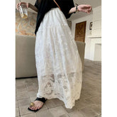 Fat Mm Large Size 300 Catties White Lace Skirt for Women in Spring New High-waisted Slim Big Sling Skirt voguable
