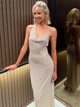 Spaghetti Strap Polka Dot Dress For Women Gown Fashion Irregular V Neck Sleeveless Backless Bodycon Club Long Dress voguable