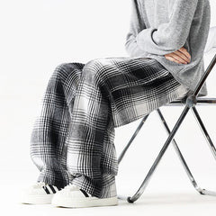 Autumn Thick Pants Men Warm Fashion Retro Plaid Pants Men Japanese Streetwear Loose Wide Leg Pants Men Vintage Trousers M-3XL voguable