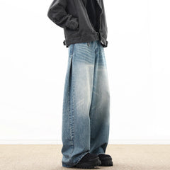 American Style Vintage Casual Wide-leg Mopping Jeans Men Loose Denim Trousers Neutral Jeans Streetwear Men Women Jeans Pants