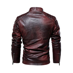 Leather Jacket Men Winter Fleece Motorcycle Faux Leather Jacket Removable Fur Collar Windbreaker Ropa De Hombre Slim Coat voguable
