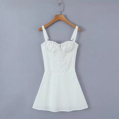 New Fashion Women Back Lacing Up Bandage Black White Sling Dress Sexy Sleeveless Female Summer Party Mini Robe voguable