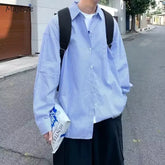 Shirts Men Autumn Teenagers All-match Youthful Vitality Baggy Casual Striped Long Sleeve High Street Korean Style Males Clothing voguable