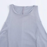 Sleeveless Party Fashion Long Dress Vestidos Solid Color Gray Blue O-neck Solid Color Fishtail Dress 2025 New Female Clothes voguable