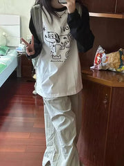 Voguable Japan Kawaii T Shirt Women Cute Anime Long Sleeve Oversize Tops Casual Preppy Style O Neck All Match Female Vintage Tees voguable