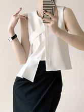 Fashion White Tanks Women Irregular Sexy Slim Sleeveless Tanks Tops Summer Korean Design Female Casual Elegant O Neck Tops voguable