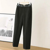 Fall Warm Woolen Belt Harem Pencil Pants Women High Waist Ankle Length Casual Suit Pants Korean Chic Office Lady Trousers voguable