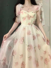 Voguable Sweet Elegant Floral Strap Dress Women Causal Fashion Korean Long Fairy Dresses Female Summer One Piece Dress Chic Evening Party voguable