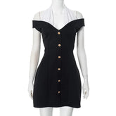 Voguable Sexy Backless Halter Women Office Dress Spring Summer Fashion Slim Sleeveless Elegant Retro Party Prom Dress Mini Vestidos voguable