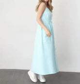 Voguable Summer Beach Dress Woman Square Collar Temperament Cinched Waist Slimming Strap Dress for Women Elegant Casual Camisole Dress voguable