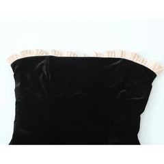 Voguable Black Strapless Christmas Dress Sexy A Line Vintage Velvet Party Mini Dresses Elegant Women Dresses voguable