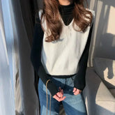 Women's Sweater Yellow Vest Short Knit Tops for Woman Green Crop V-neck Korean Style Winter Thermal Blouse Tall Long Sleeve Warm voguable