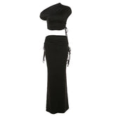 TARUXY Bandage Maxi Skirt 2 Piece Sets Womens Outfits Sexy Slim Tank Tops Lady Party Bodycon Long Elegant Dress Sets Womens 2024 voguable