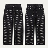 Voguable Y2K Punk Women Flare Jeans High Waist Light Blue Washed Denim Pants Metal Stud Decoration Fashion Boot Cut Denim Trousers voguable