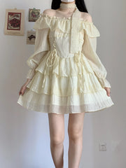 Voguable Summer Elegant Vintage Mini Dress Women Long Sleeve Outwear Party Formal Dress Office Lady Fairy Korean Dress Chic Fashion voguable