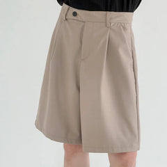 Voguable Summer Suit Shorts Men Fashion Social Mens Dress Shorts Korean Loose Straight Casual Shorts Men Office Formal Shorts M-2XL voguable