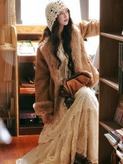 Autumn Women Vintage Lace Long Sleeve Cake Maxi Dress Elegant Sweet V-Neck Long Dress Slim Party Female Clothing Female Outfits voguable